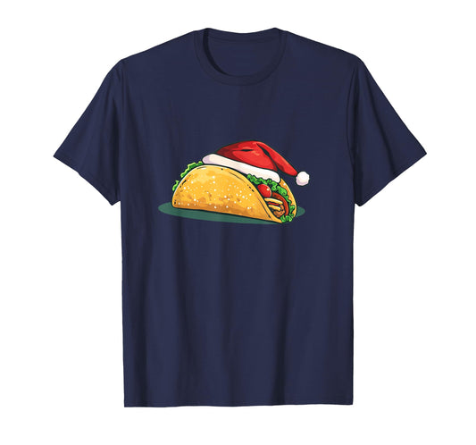 Festive Taco Food Costume for Santa Claus Hat Lovers T-Shirt