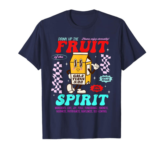 Drink Up Fruit Of The Spirit Christian Milk Bottle Checkered T-Shirt