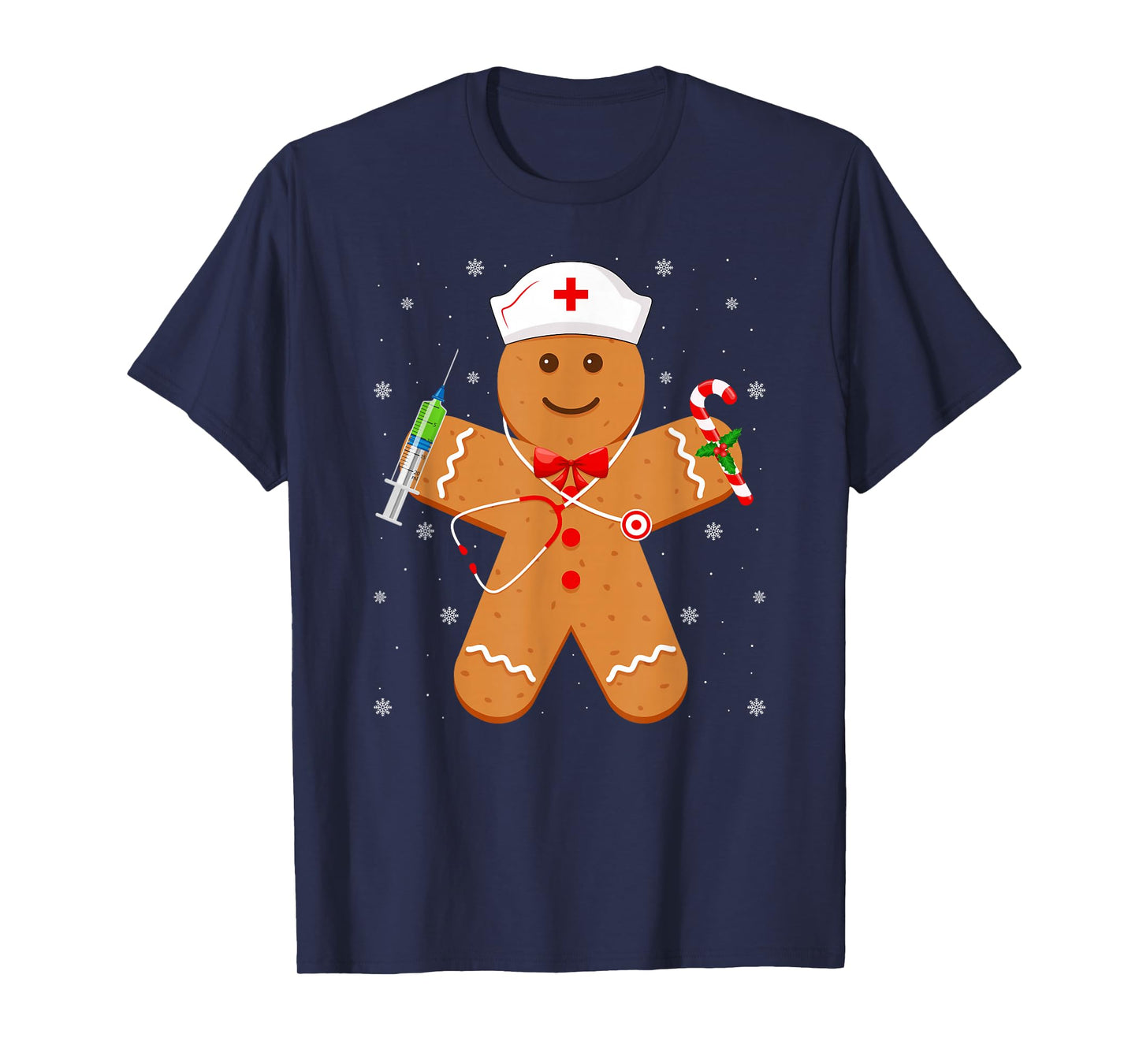Funny Gingerbread Nurse Christmas Pajamas Nursing Xmas T-Shirt