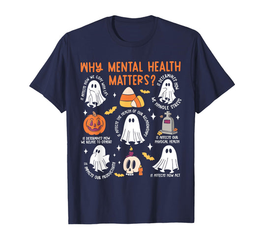 Mental Health Ghost Halloween Therapist School Psychologist T-Shirt