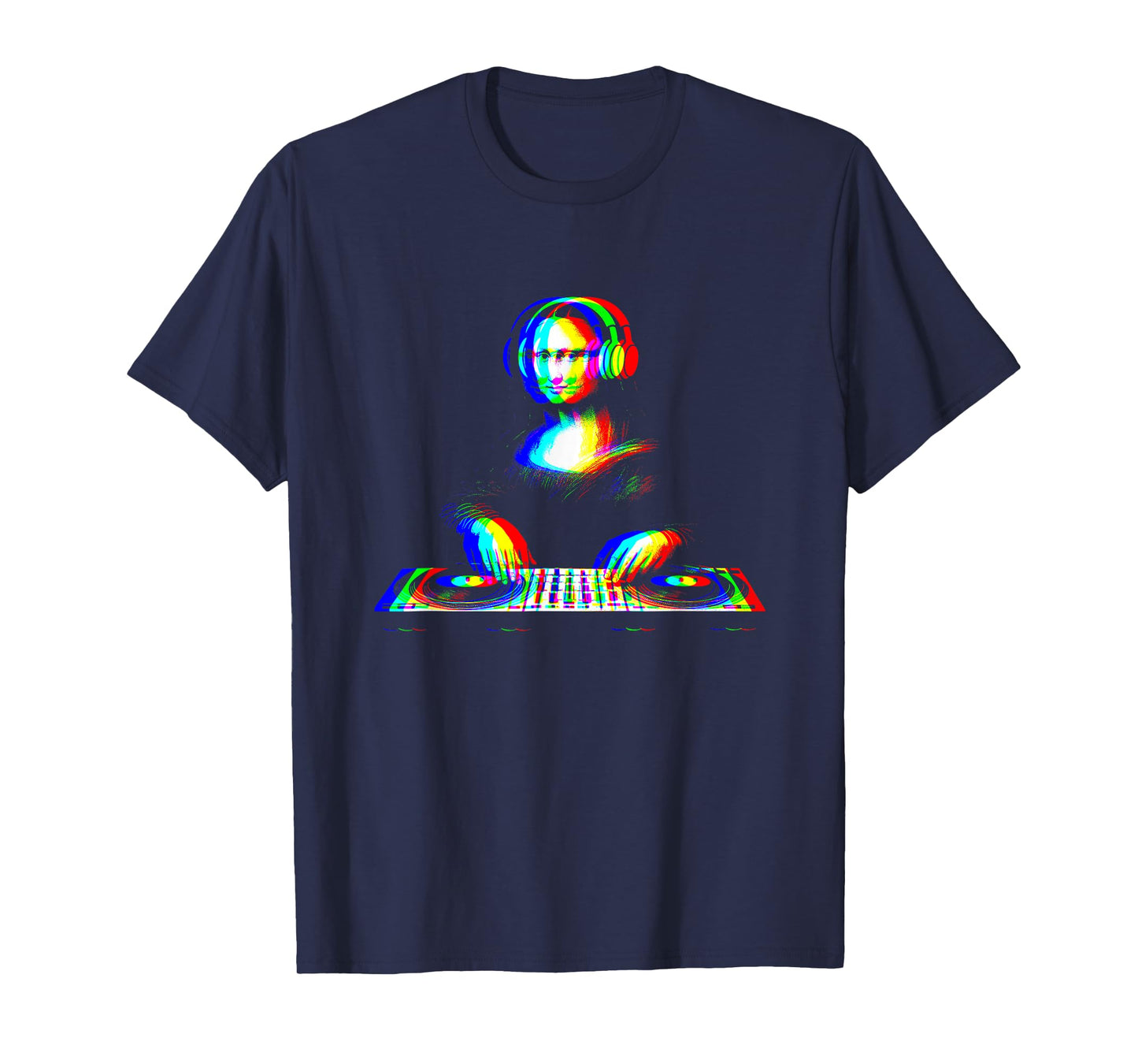 Funny Mona Lisa DJ Vaporwave Techno Rave EDM Music Party T-Shirt