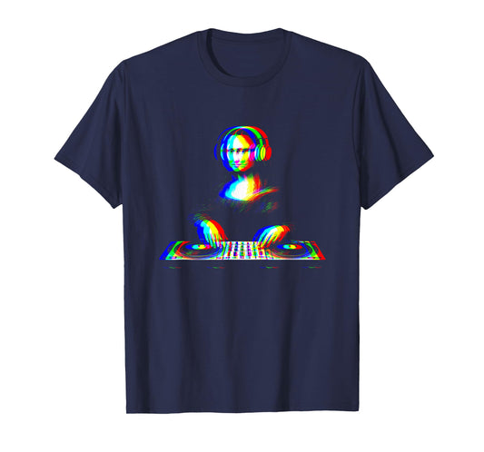 Funny Mona Lisa DJ Vaporwave Techno Rave EDM Music Party T-Shirt