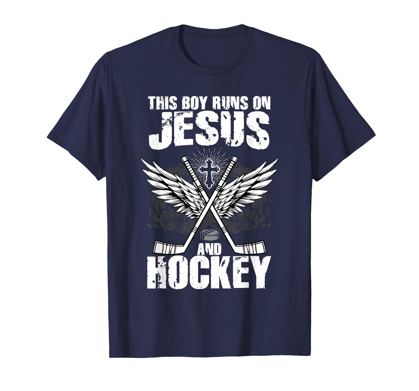 This Boy Runs On Jesus And Hockey T-Shirt