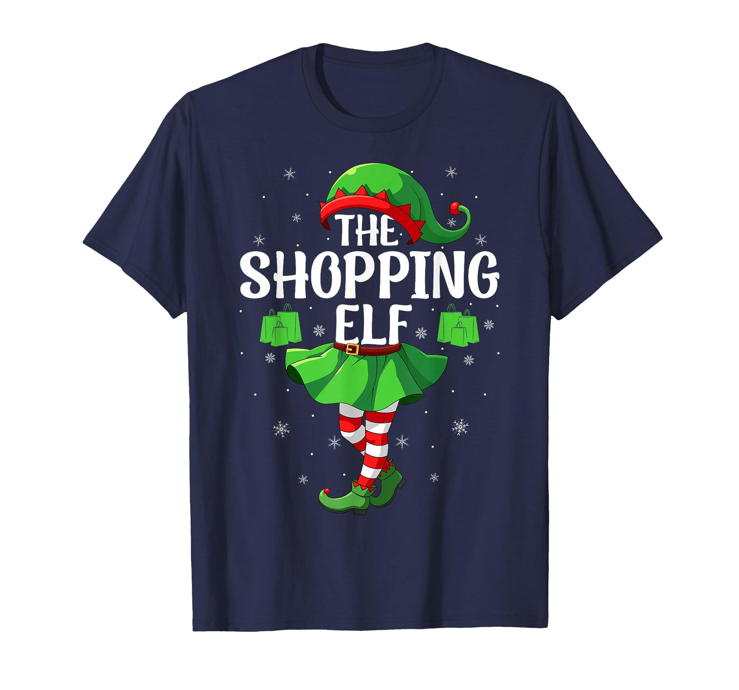 Shopping Elf Christmas Girls Women Elf Squad Xmas Family T-Shirt