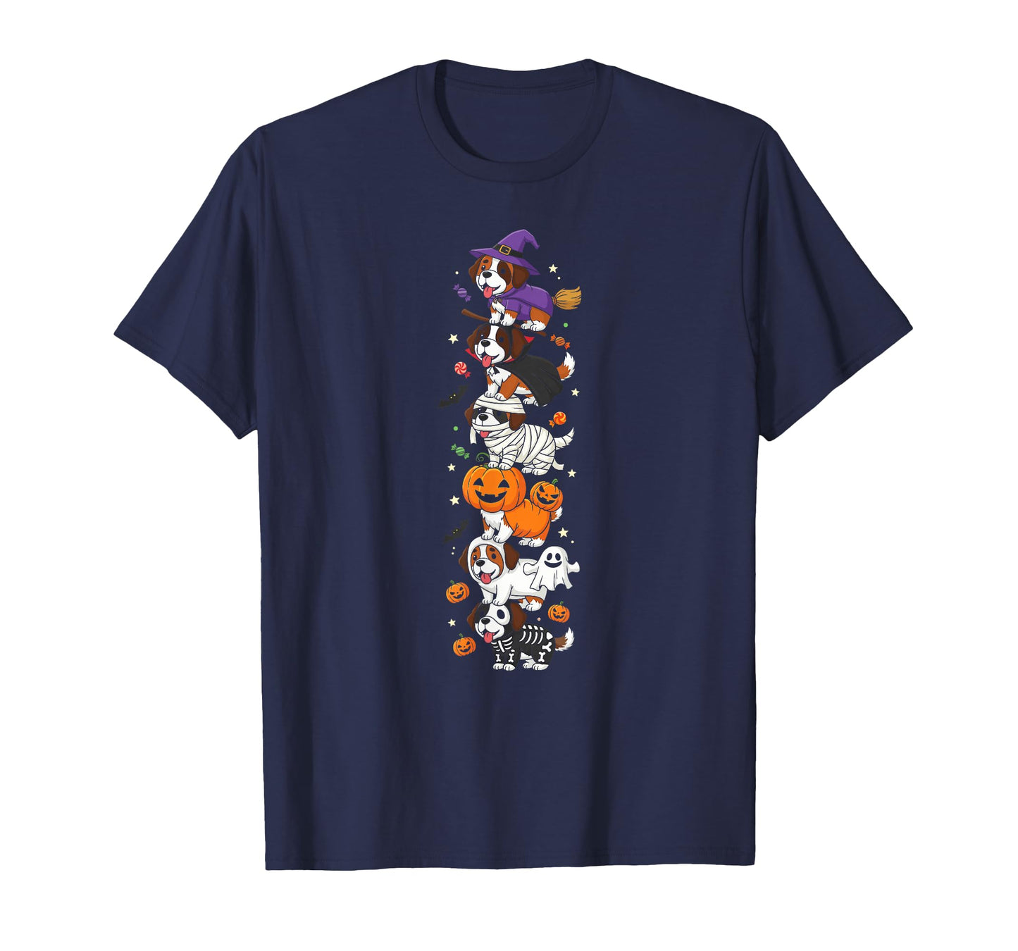 Saint Bernard Witch Vampire Ghost Halloween Kids Mens Womens T-Shirt