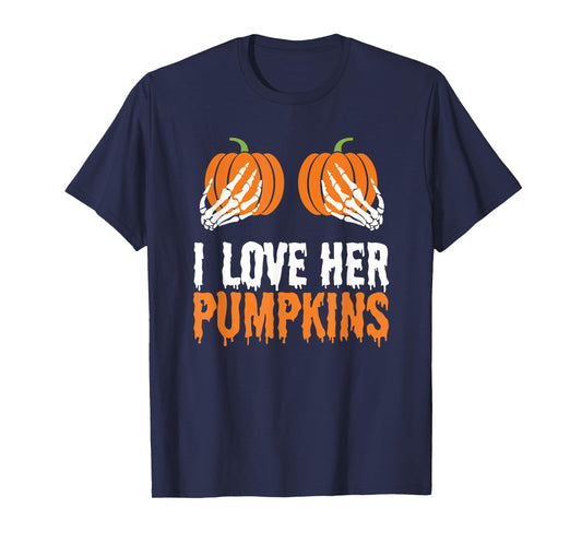 I Love His Broomstick I Love Her Pumpkins Halloween Couples T-Shirt