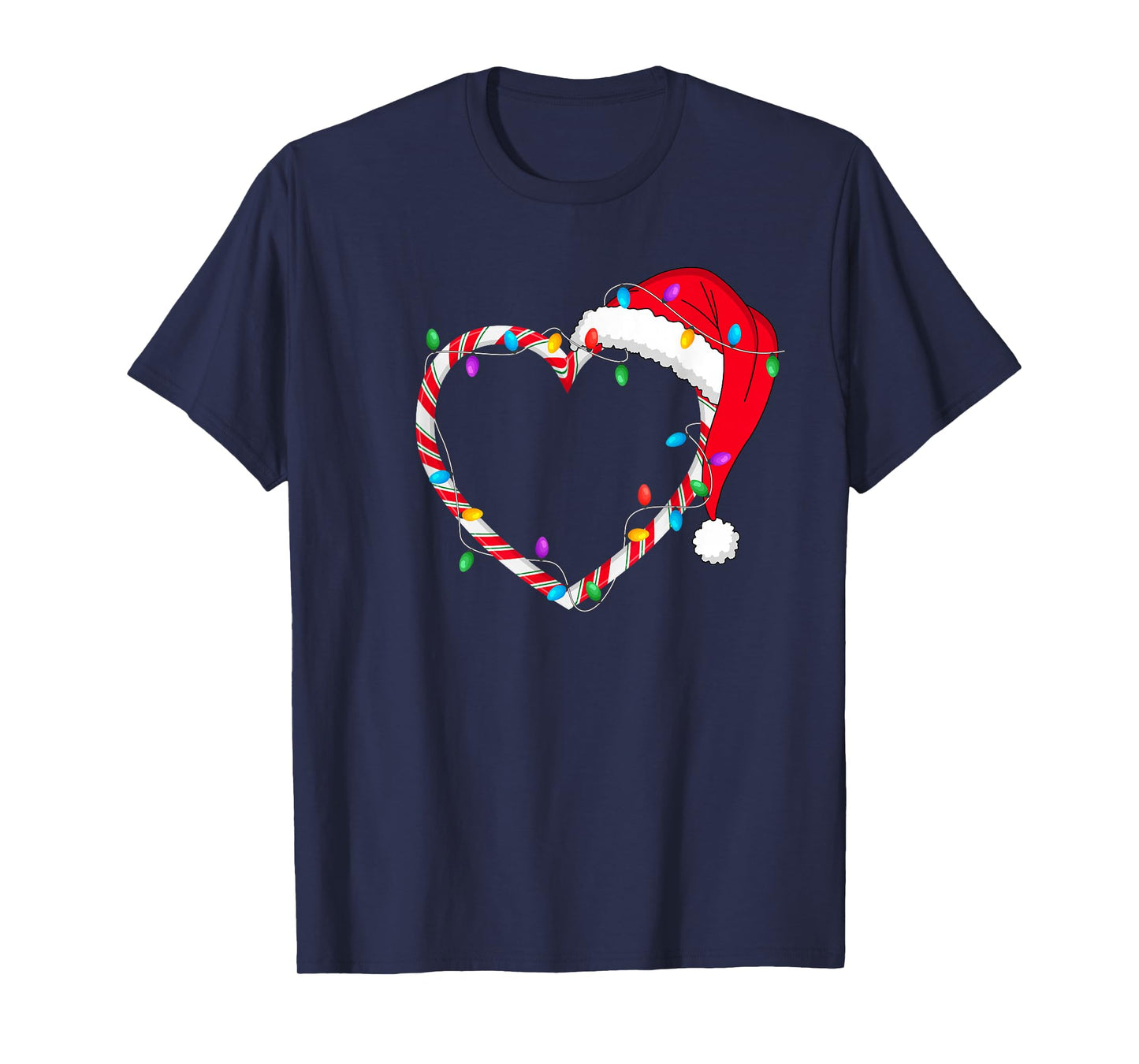 Christmas Candy Cane Heart Funny Love Candy Men Women Kids T-Shirt