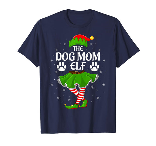 Dog Mom Elf Christmas Family Girls Women Elf Squad Xmas T-Shirt