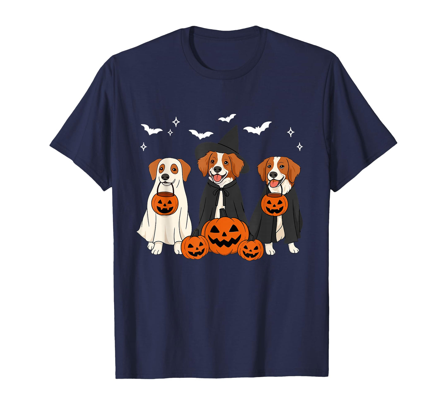 Witch Brittany Spaniel Dog Halloween Ghost Brittany Dog Mom T-Shirt
