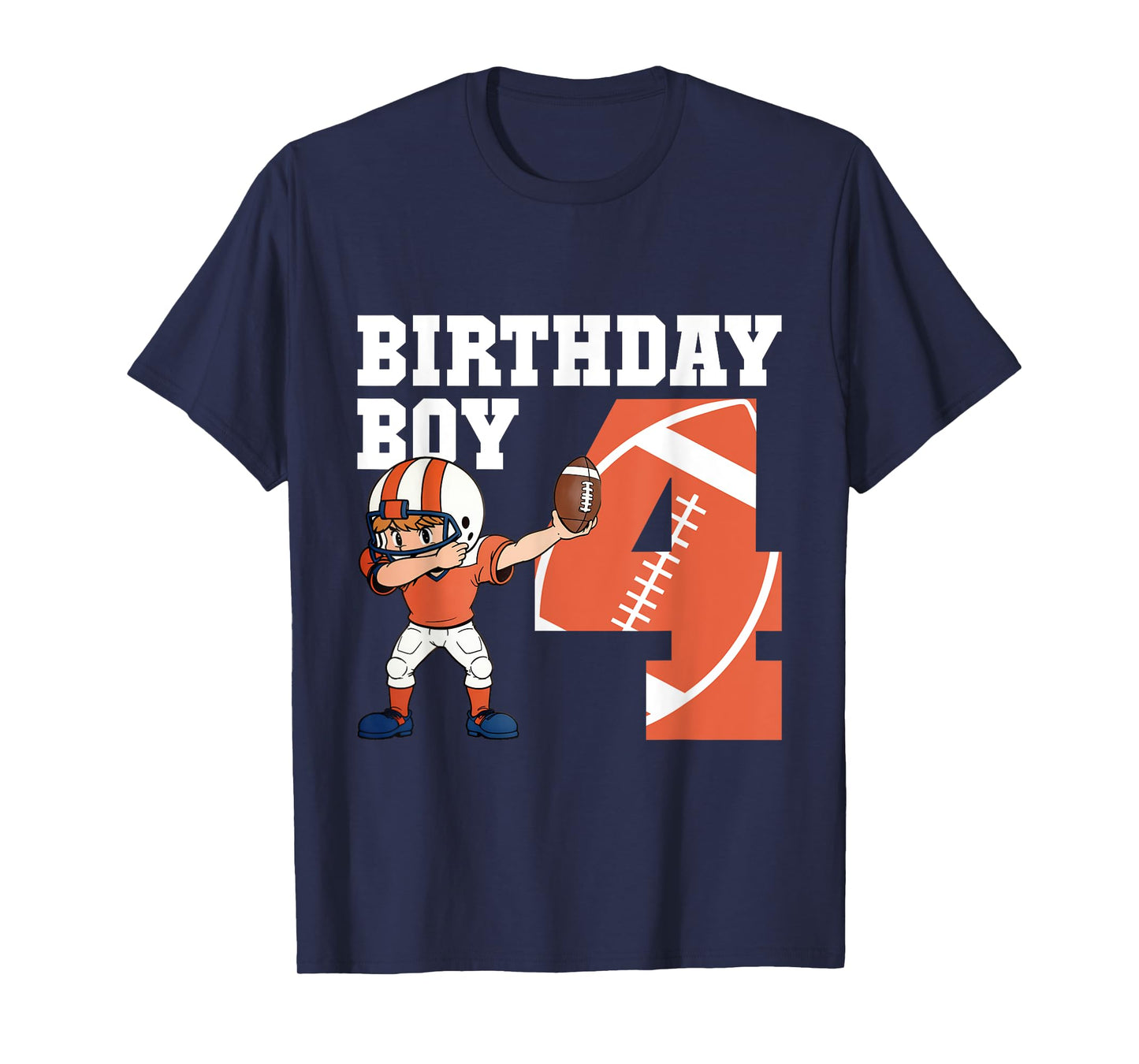 4th Birthday Boy Football Player Dabbing 4 Years Old Kids T-Shirt