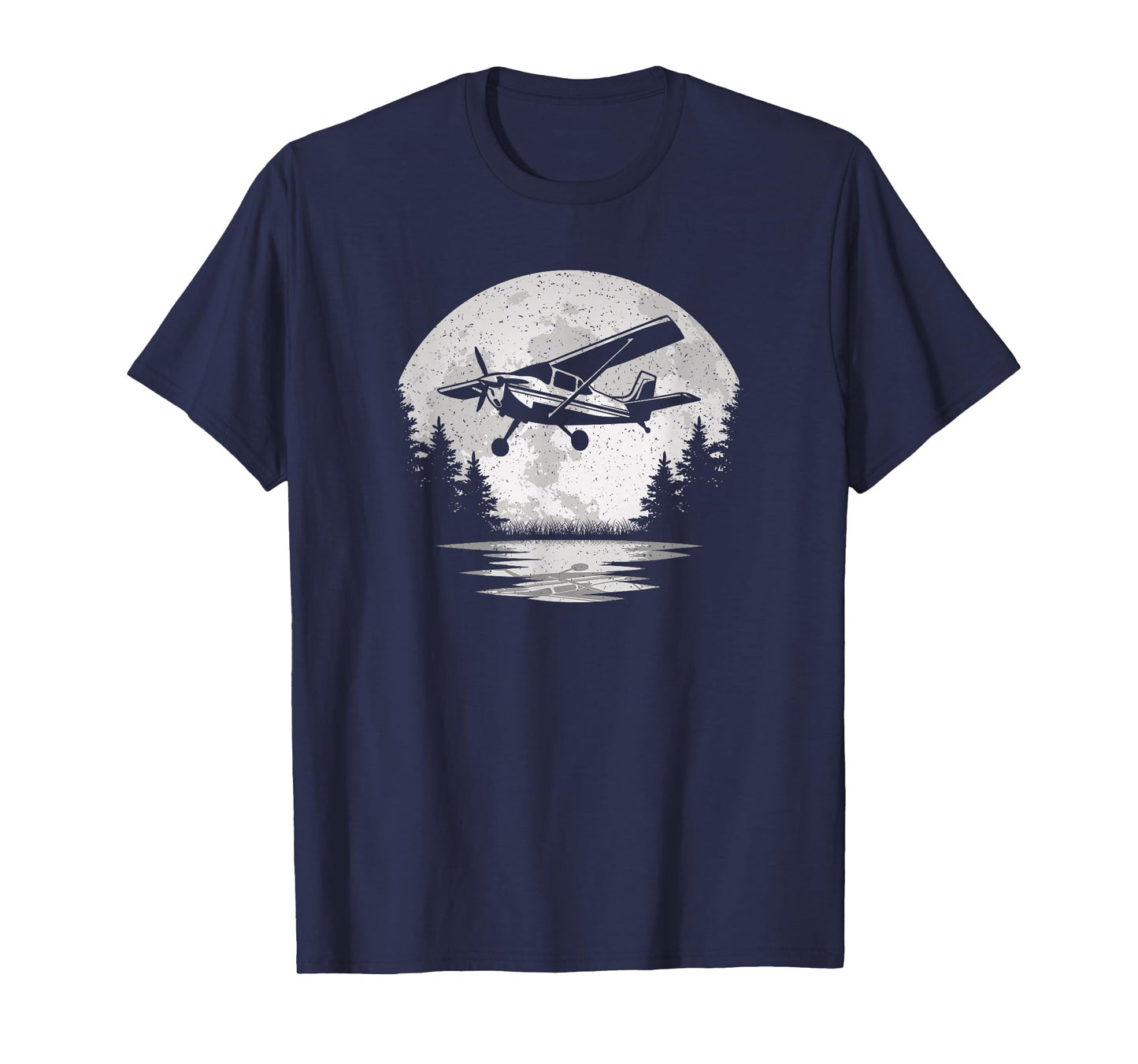 Vintage Airplane Moon Fly Plane Aviator Aviation Pilot Men T-Shirt