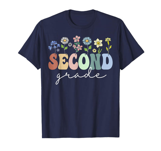 2nd Grade Wildflower Floral Back To School Gift For Teachers T-Shirt for Men Women Girls Kids