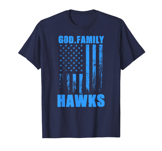 Hanover Hawks God. Family. Vintage USA Flag T-Shirt