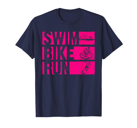 Funny Triathlon Swim Bike Run Design Men Women Triathletes T-Shirt