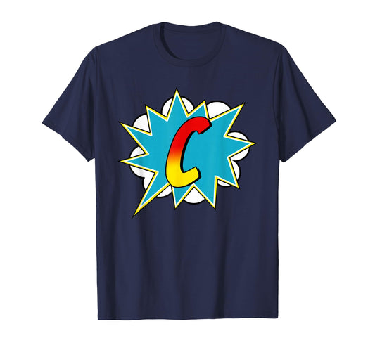 Letter C Superhero Name Comic Letter Retro Costume T-Shirt