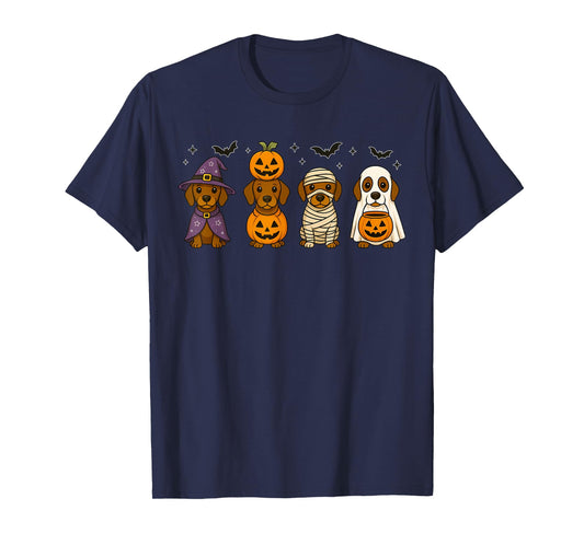 Weiner Dog Witch Happy Halloweenie Cute Halloween Dachshund T-Shirt