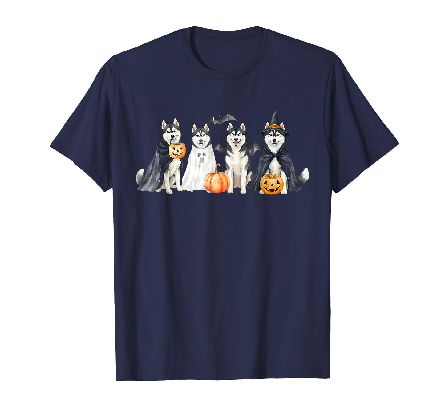 Boys Husky Halloween Dog Ghost Pumpkin Costume for Kids T-Shirt