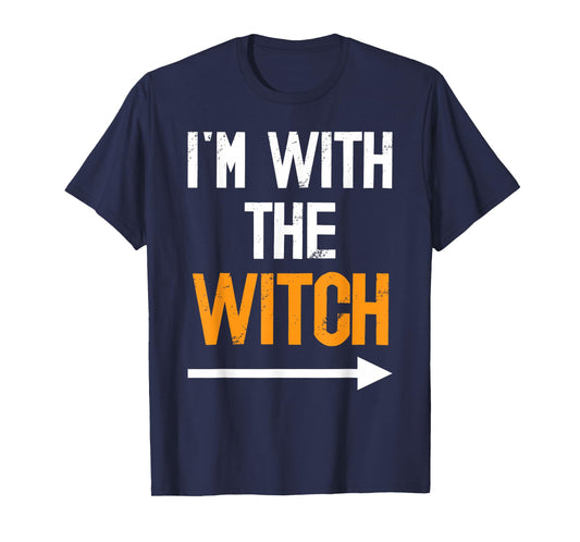 I’m With The Witch Halloween Couples Costume Autumn Party T-Shirt