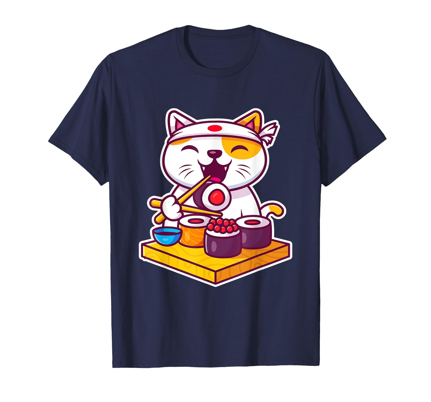 Funny Cool Sushi Cat New Look Outfit Illustration Graphic Men Women Kids T-Shirt