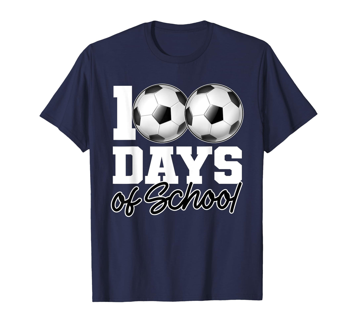 100 Days of School Soccer Ball 100th Day School Gym Teacher T-Shirt for Men Women Girls Kids