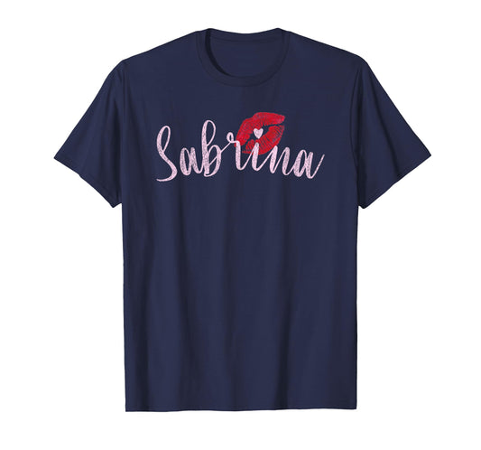 Sabrina Name Graphic T - Heart Lips - Personalized Chic T-Shirt