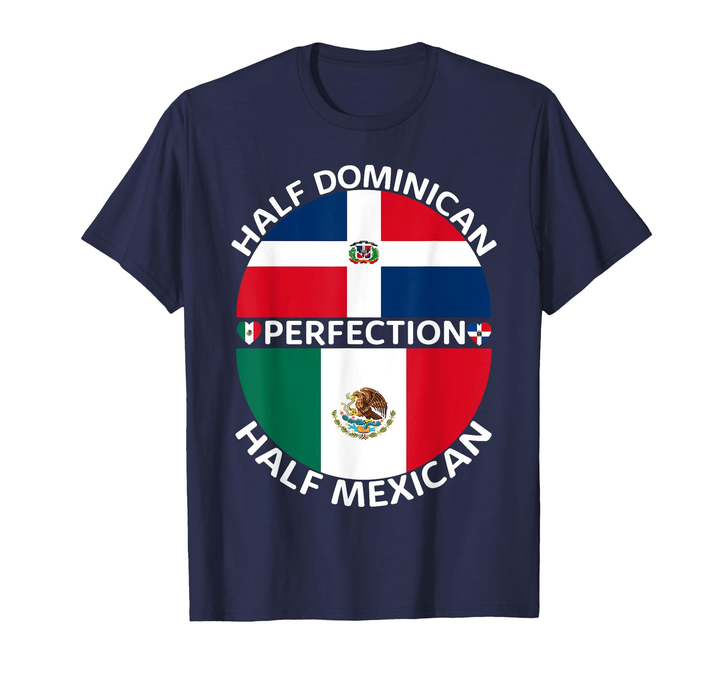 Half Mexican Half Dominican Republic Mexico Flag Roots Men T-Shirt