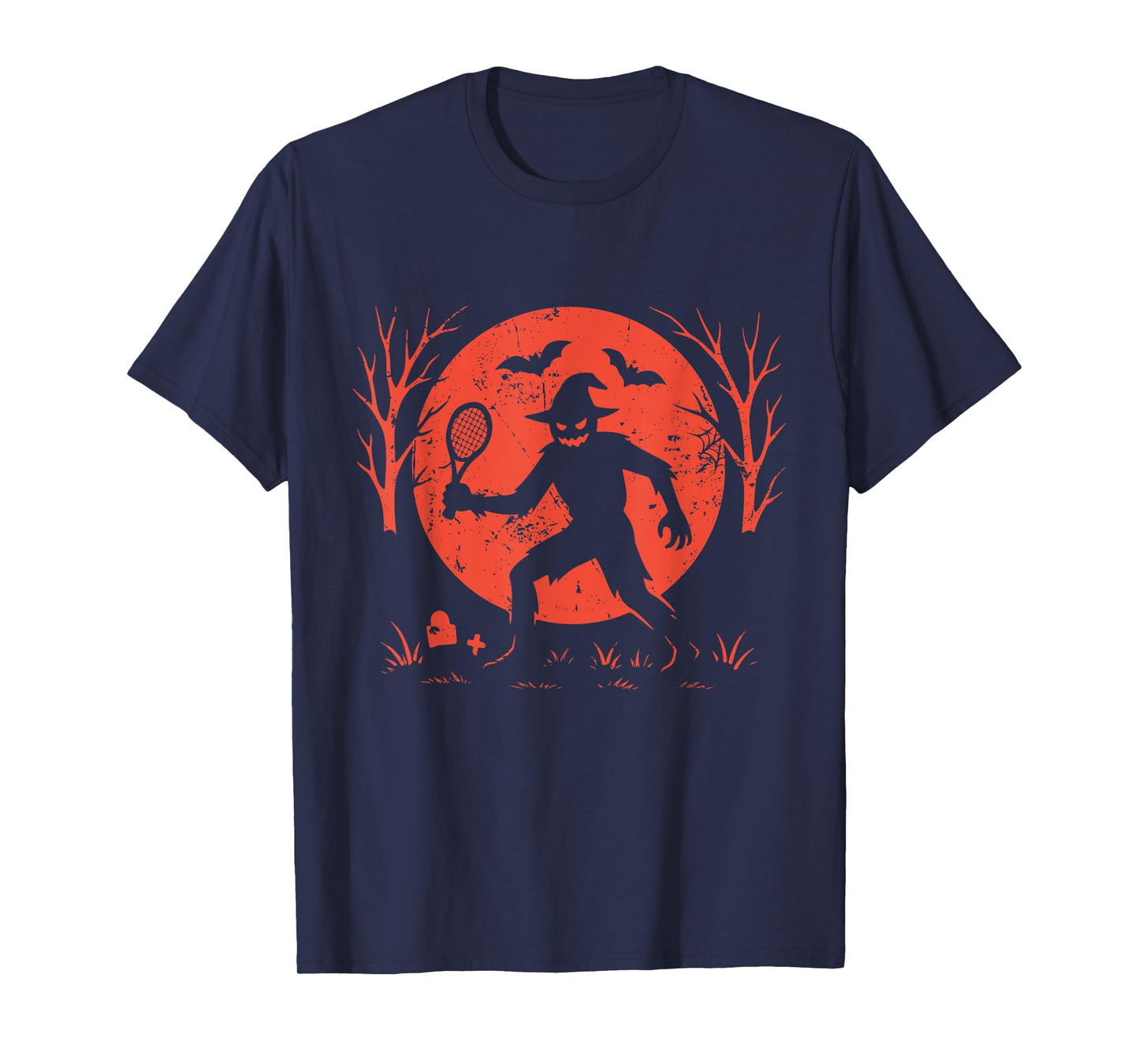 Scarecrow Tennis Halloween Moon T-Shirt