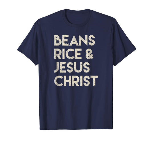 Vintage Retro Beans Rice & Jesus Christ T-Shirt