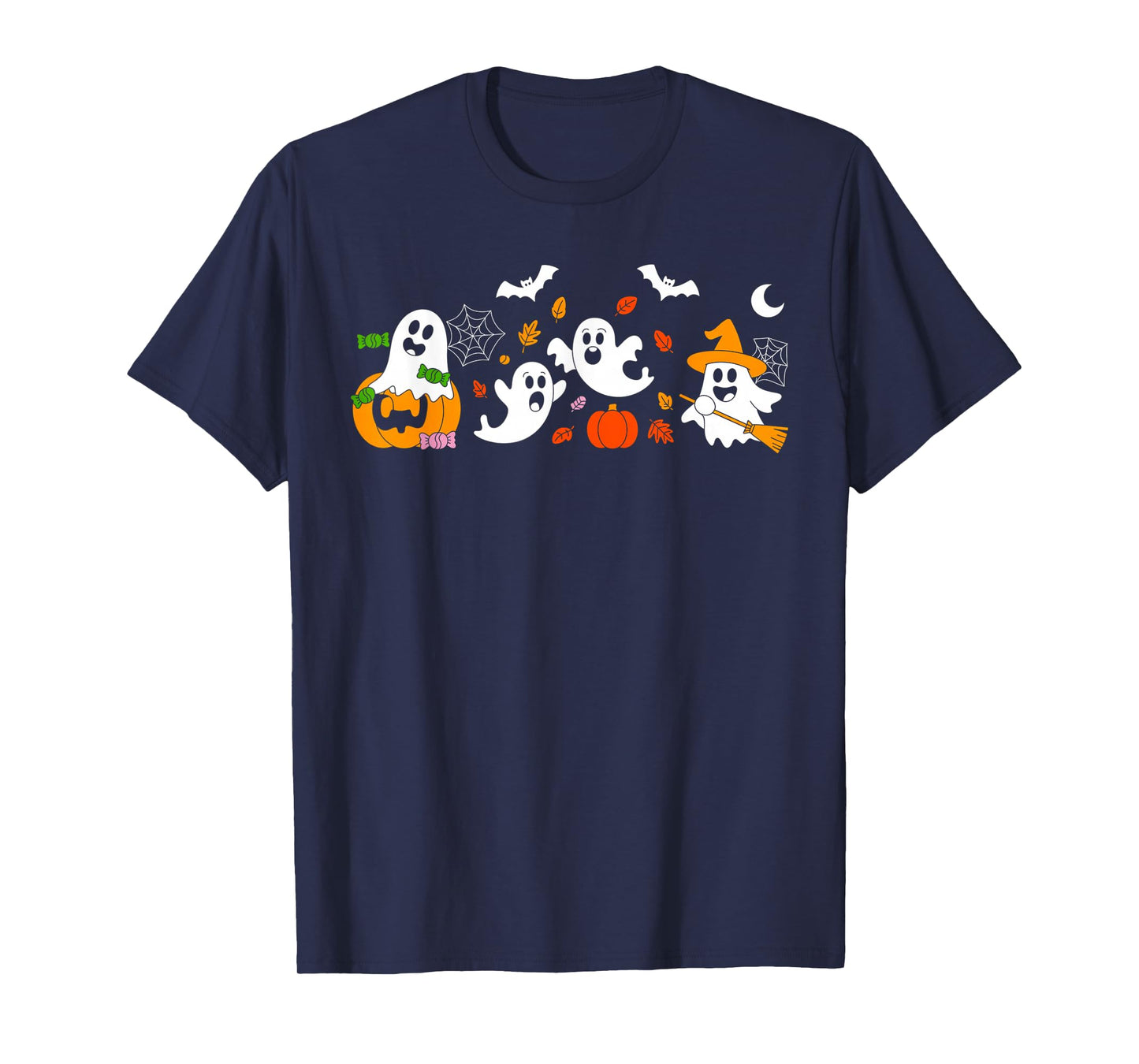 Cute Ghost Drinking Coffee Halloween Fall Ghost Book Reading T-Shirt