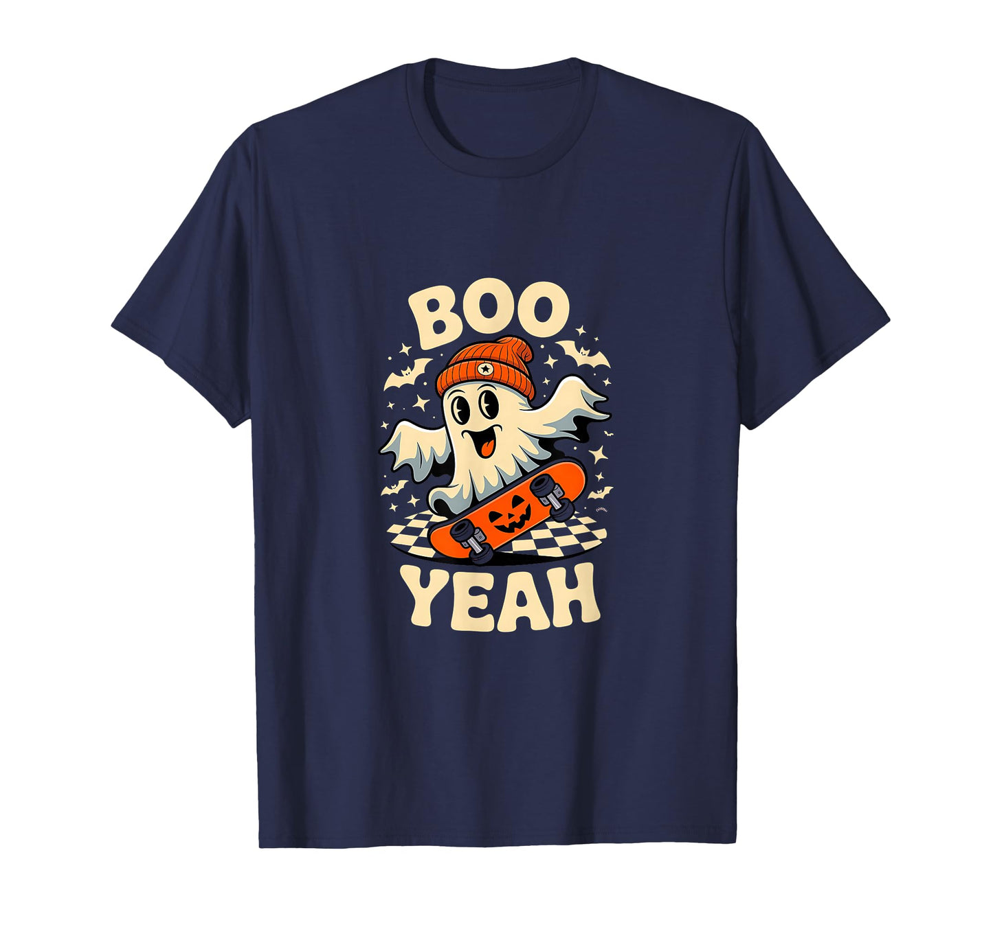 Boo Yeah Halloween Ghost Boys Retro Skateboard Toddler Kids T-Shirt