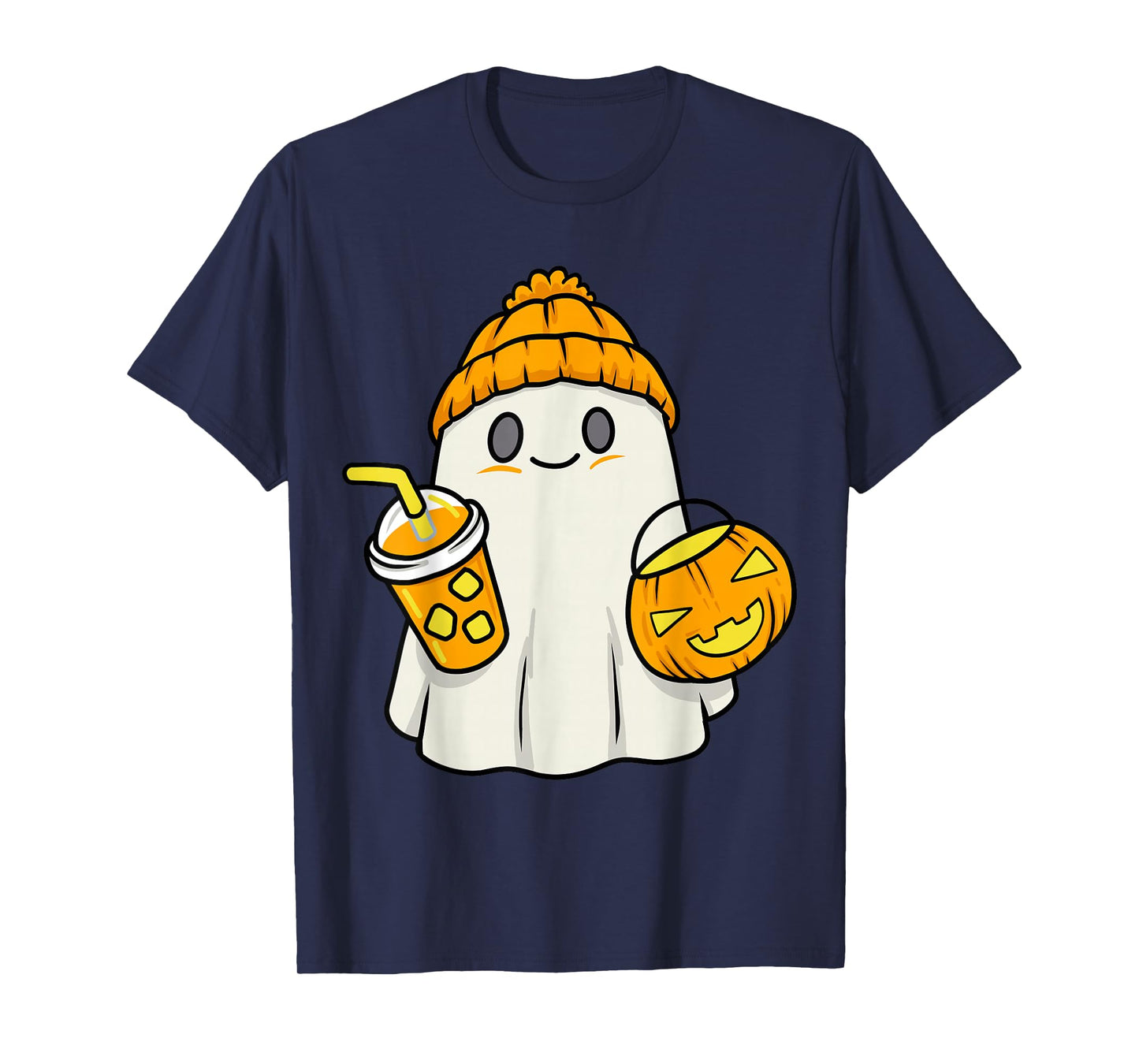 Halloween Costume Ghost Drinking Pumpkin Men Women Girls T-Shirt