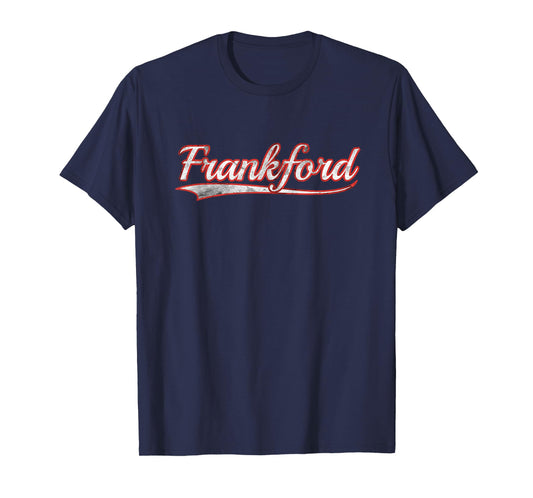 Frankford Vintage Varsity Distressed Throwback Style T-Shirt