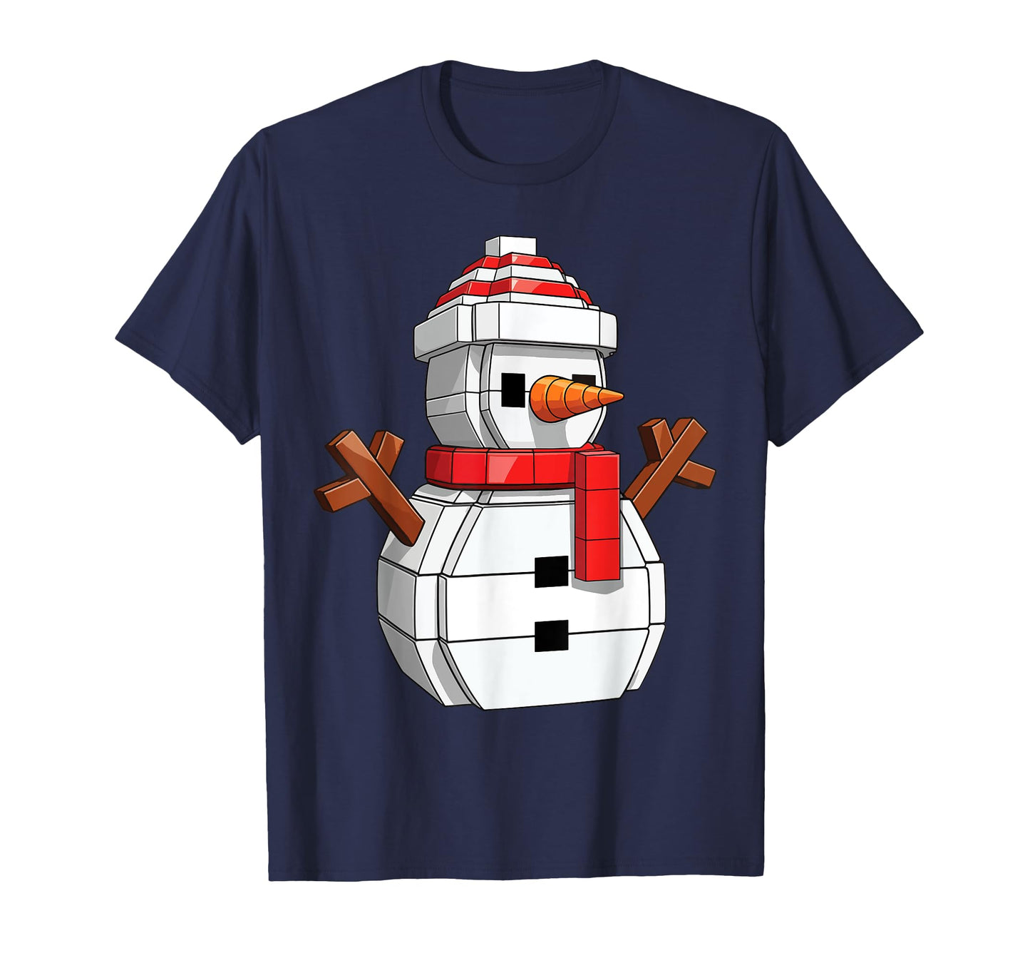Snow Man Block Building Christmas Builder Brick Master Build T-Shirt