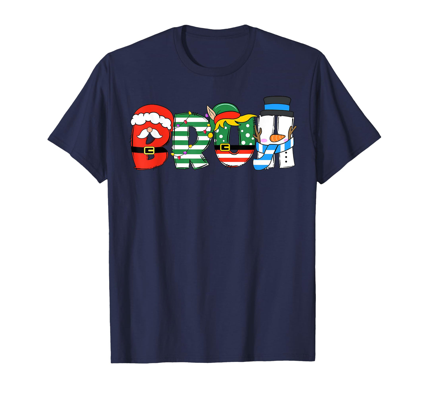 Bruh Santa Squad Merry Christmas Xmas Lights Family Holiday T-Shirt