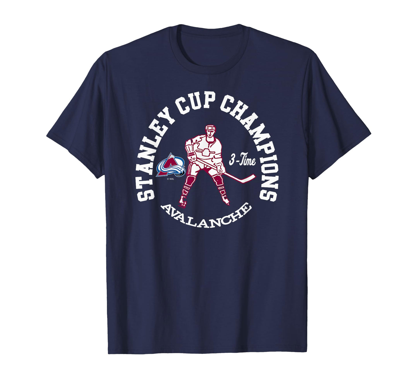 Colorado Avalanche Stanley Cup Champions 3-Time Navy T-Shirt