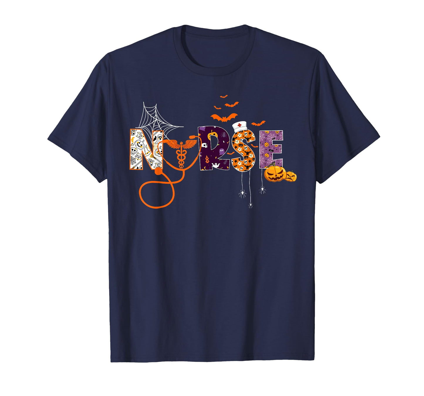 Halloween Nurse Nursing Cute Health Worker Halloween Pattern T-Shirt