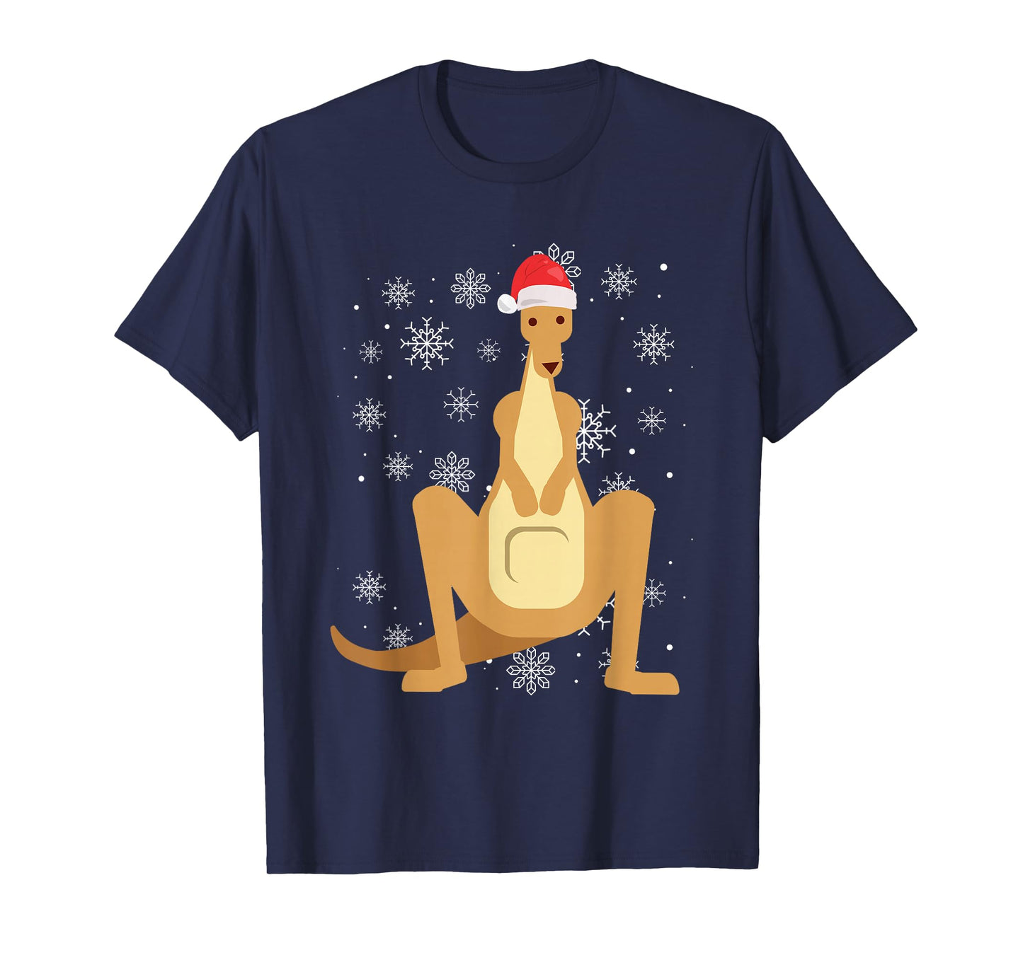 Kangaroo with Santa Hat Snowflakes Aussie Christmas T-Shirt