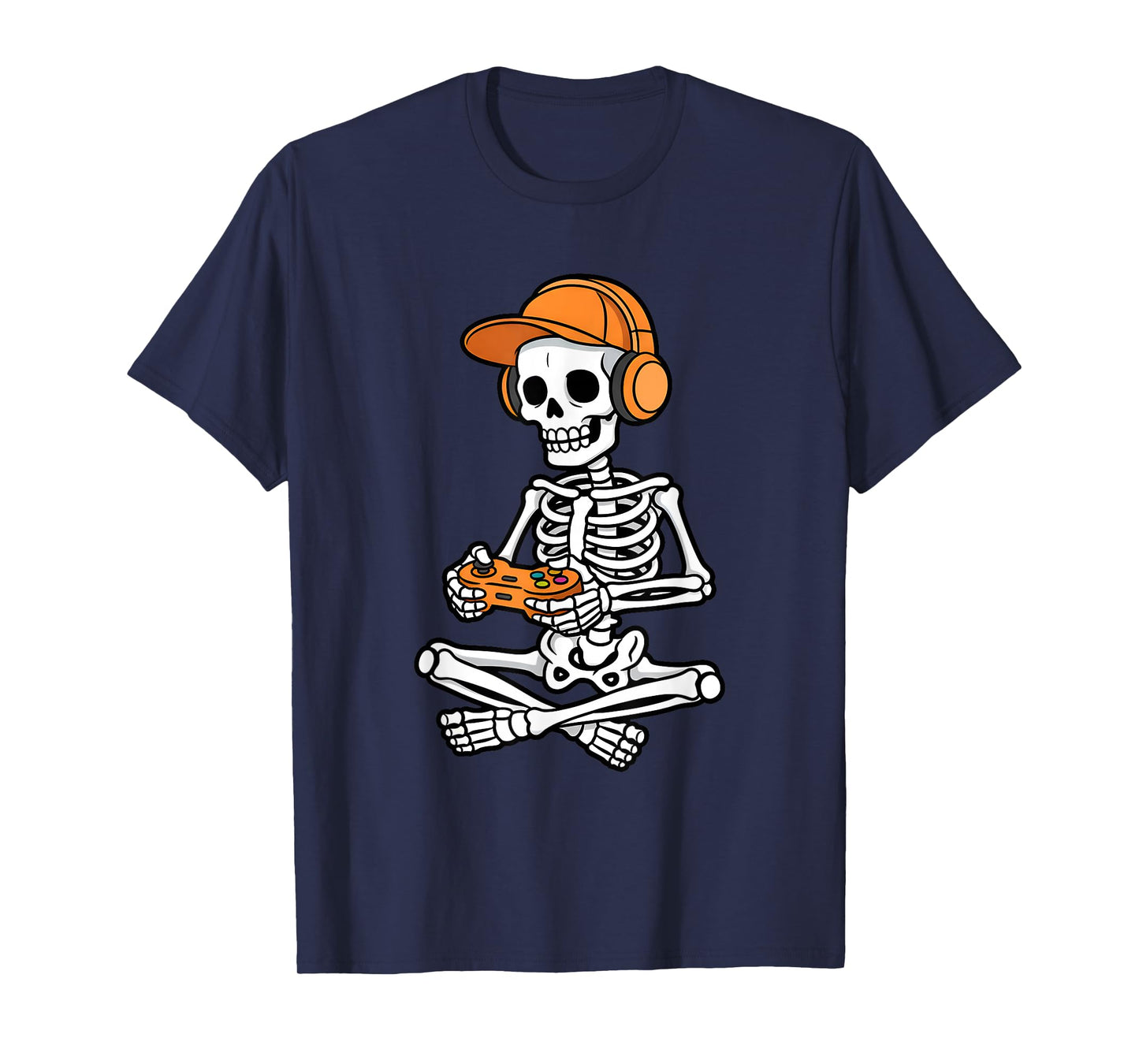 Halloween Skelton Gamer Video Gaming Funny Kids Boys Girls T-Shirt