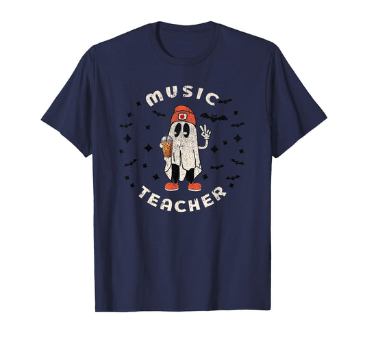 Music Teacher Halloween Piano Educator Women Men Funny Fall T-Shirt