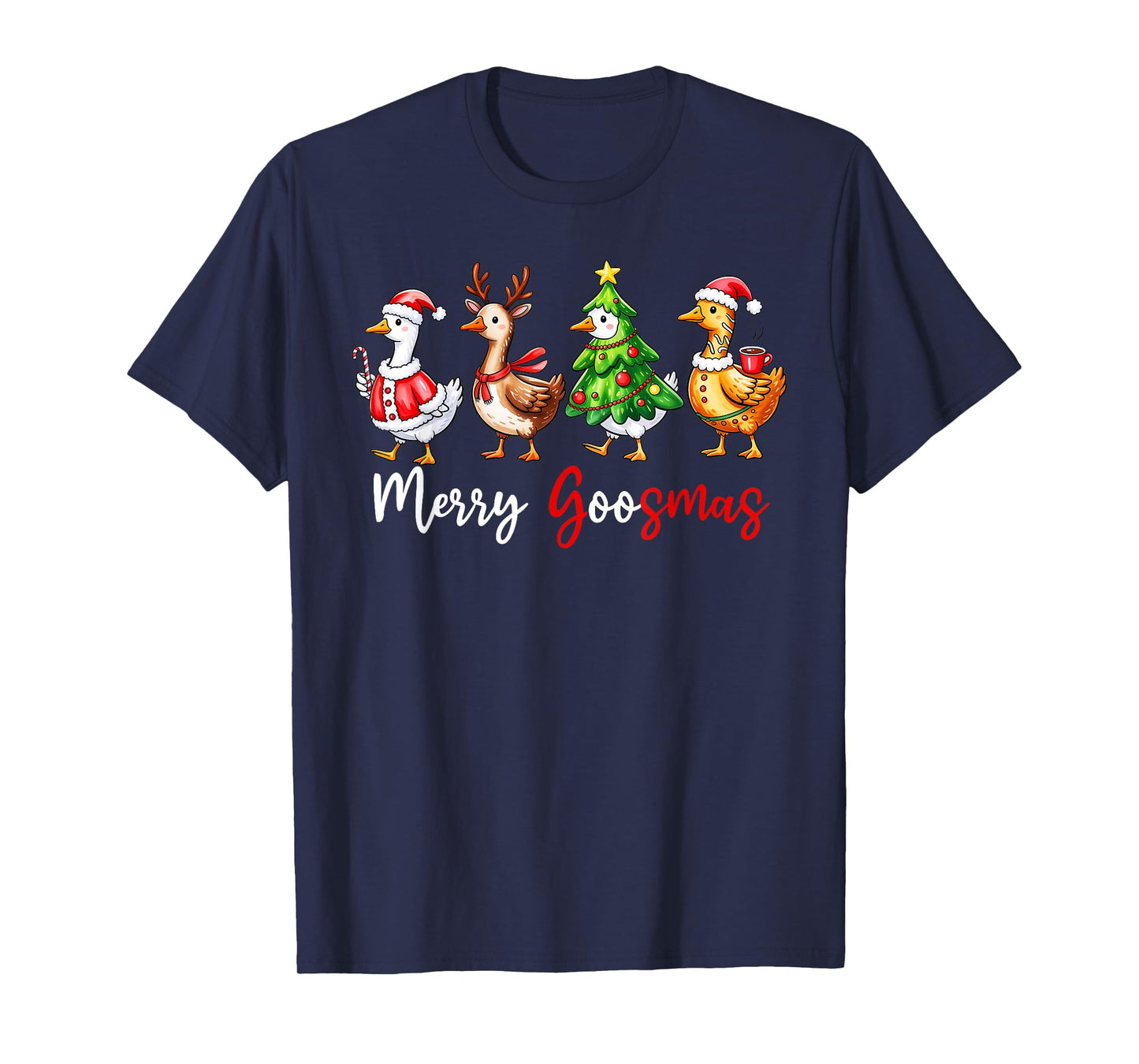Funny Retro Merry Goosemas Christmas Silly Goose Xmas Lights T-Shirt