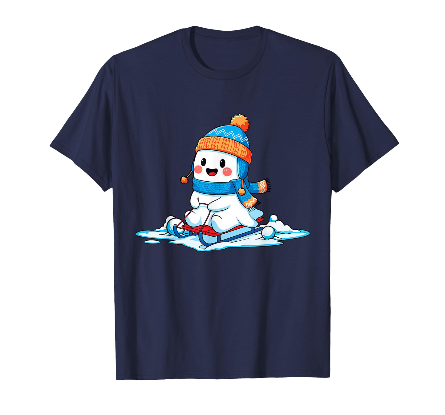 Kawaii Ghost Skii Winter Halloween Christmas Winterween T-Shirt