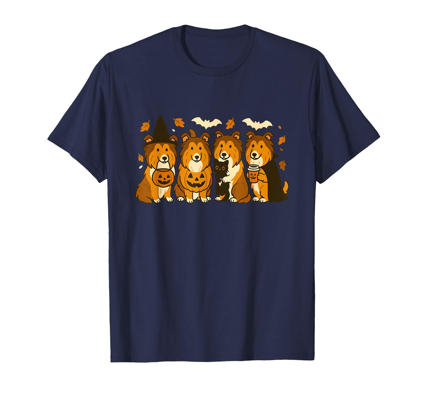 Witch Rough Collie Halloween Fall Rough Collie Dog Mom T-Shirt