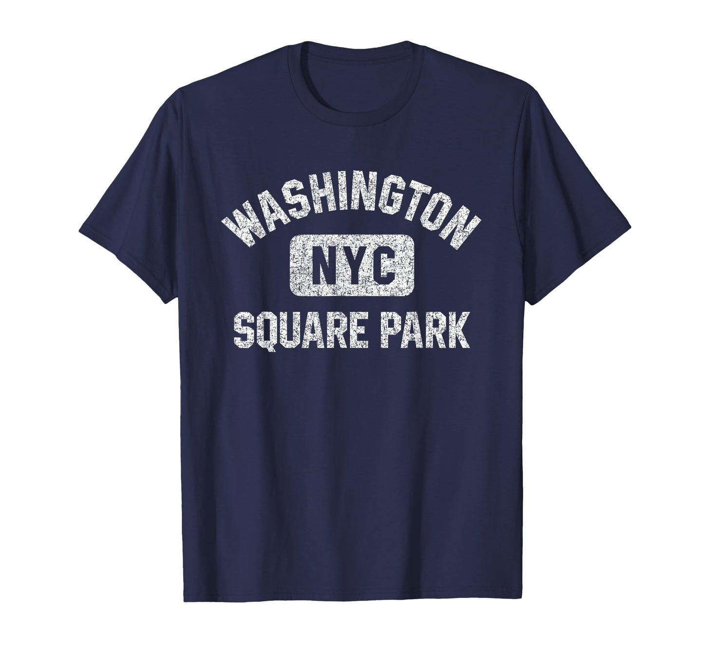 Washington Square Park NYC Gym Style Distressed White Print T-Shirt