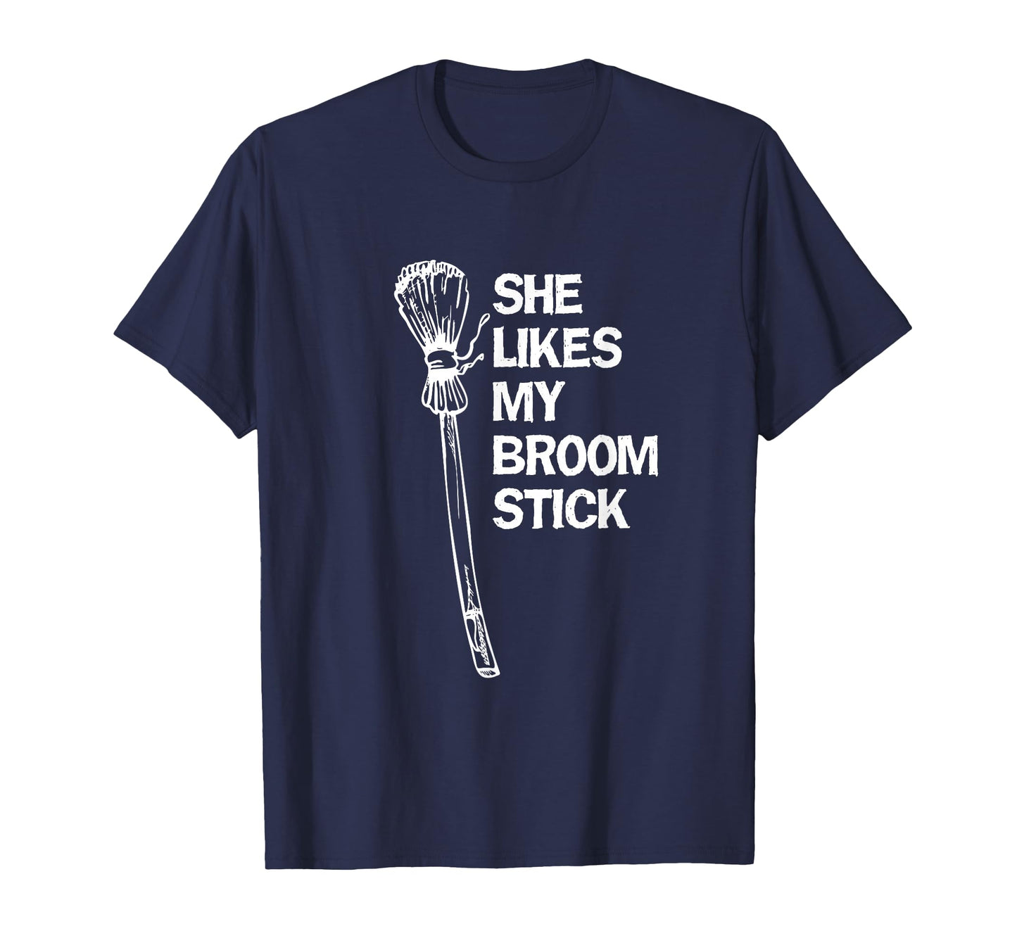 She Likes My Broomstick Halloween Couples Matching Husband T-Shirt