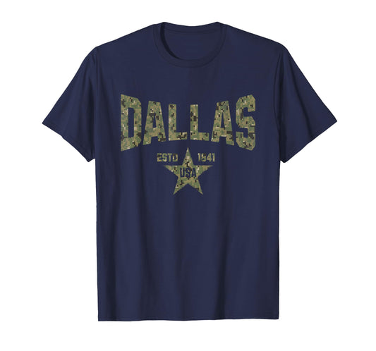 Camo Souvenir USA Star Dallas Texas T-Shirt