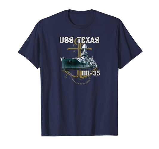USS Texas BB-35 Battleship American WW1 Warship WW2 Veterans T-Shirt