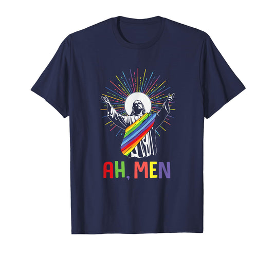 Ah Men Funny LGBTQ Jesus Gay Pride Month T-Shirt