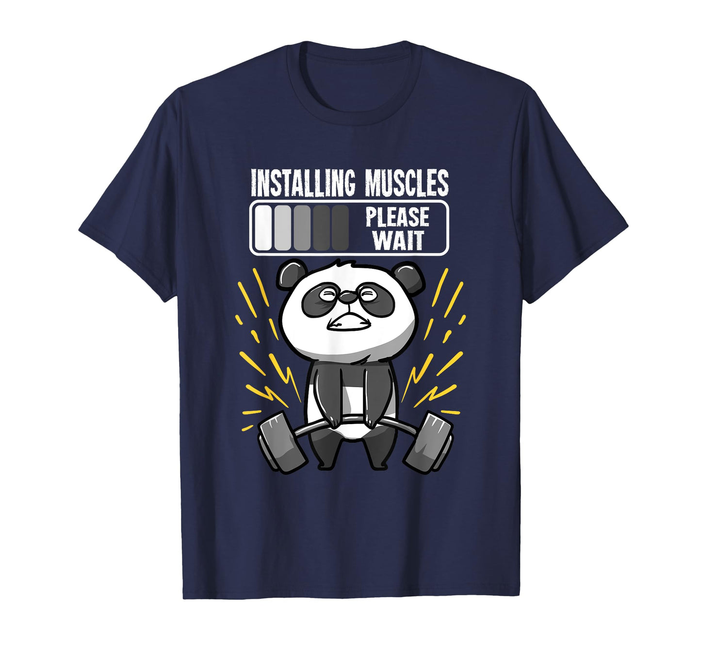 Funny Panda Installing Muscles Please Wait Gym Fitness T-Shirt