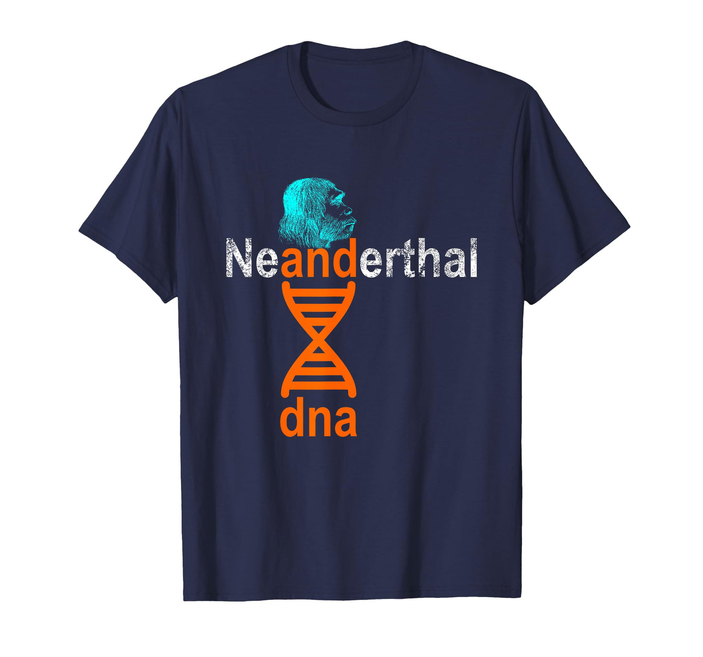 Neanderthal DNA Double Helix Design Co. Adult Unisex Retro Genetic Double Helix T-Shirt, Black, Small, Short Sleeve