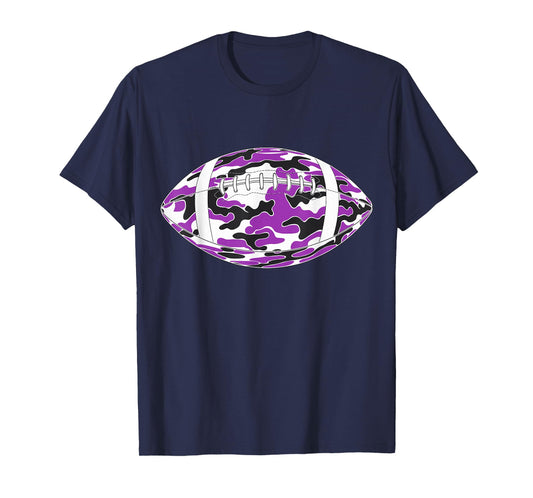 Purple Camouflage American Football T-Shirt
